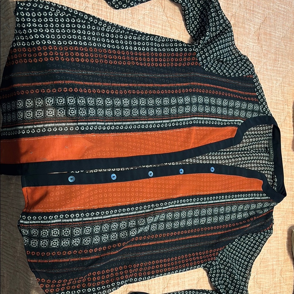 Bohemian Patterned Button-Up Blouse